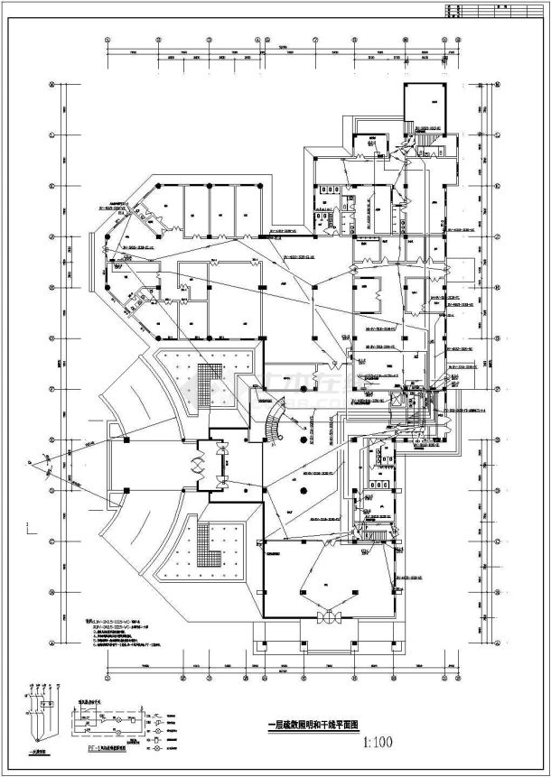 培训中心综合楼电气cad施工平面图纸全套-图一