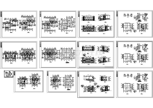 二层欧式风格别墅建筑施工图纸，共11张图纸-图一