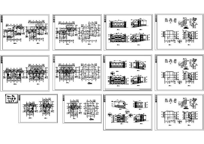 二层欧式风格别墅建筑施工图纸，共11张图纸_图1
