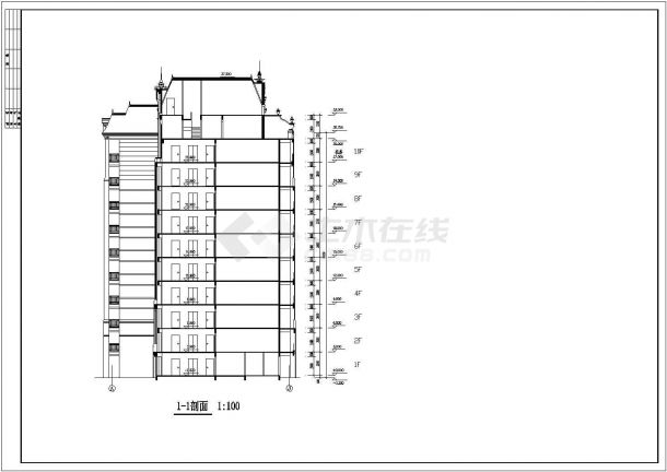 某地区幽静小高层住宅楼建筑施工图纸-图二