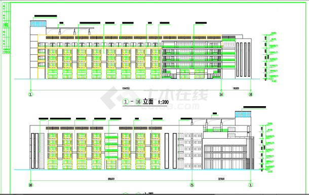 某地高校六层图书馆建筑设计施工方案-图一