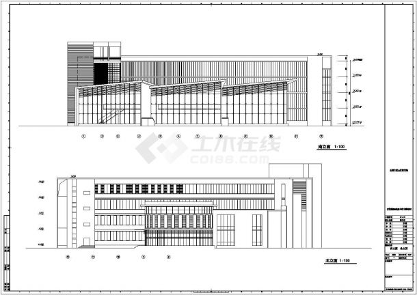 某地高级中学图书馆建筑设计施工方案图-图一