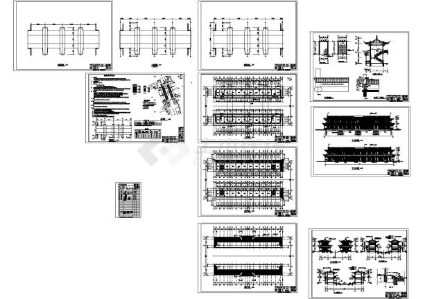 仿古廊桥建筑设计施工图纸（含设计说明，目录）-图一