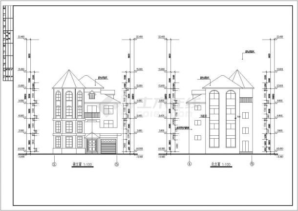 复式别墅建筑设计施工图（共7张）-图二