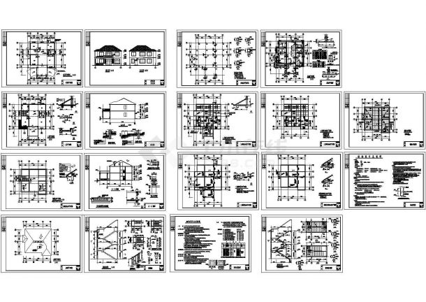 三层经典现代风格别墅建筑施工图纸，共12张图纸-图一