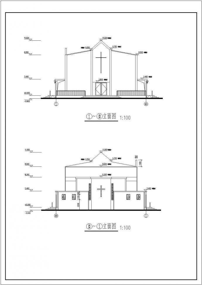 某地区二层教堂建筑结构设计施工图纸_图1