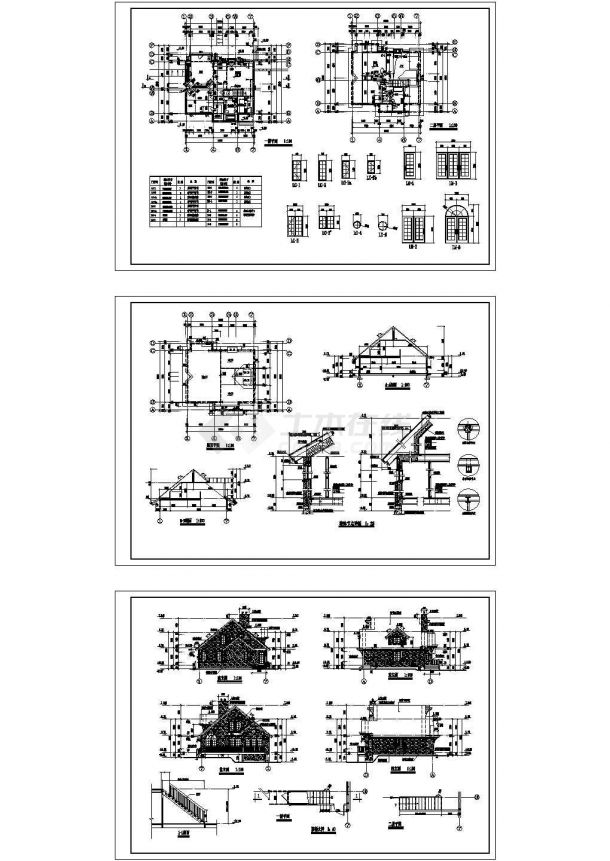 美国风格木结构别墅建筑设计图（建筑cad图纸）-图一