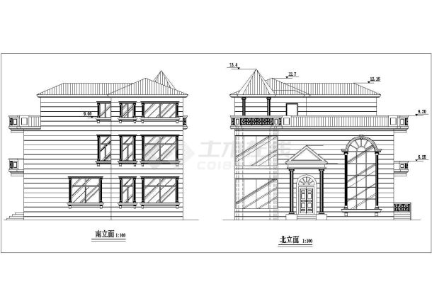 经典别墅建筑设计方案图纸（共6张）-图二