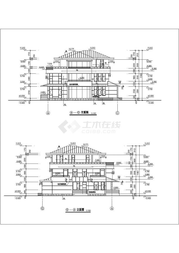 经典别墅样板建筑设计图（共5张）-图二