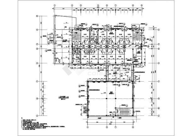 [福建]现代风格多功能职工宿舍建筑CAD施工图-图一