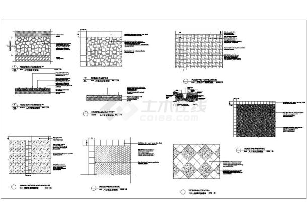 多种类型经典园林铺装设计cad施工图（标注详细）-图一