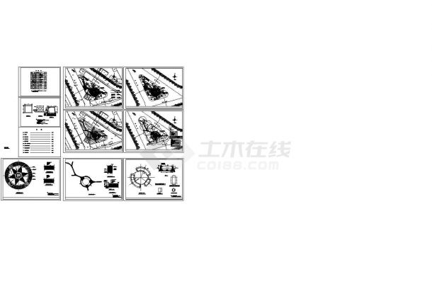 某道路交叉口交通岛绿化设计cad全套施工图（含设计说明）-图一