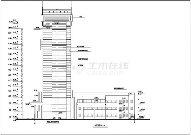 某地大型高层商务宾馆施工cad设计图-图二