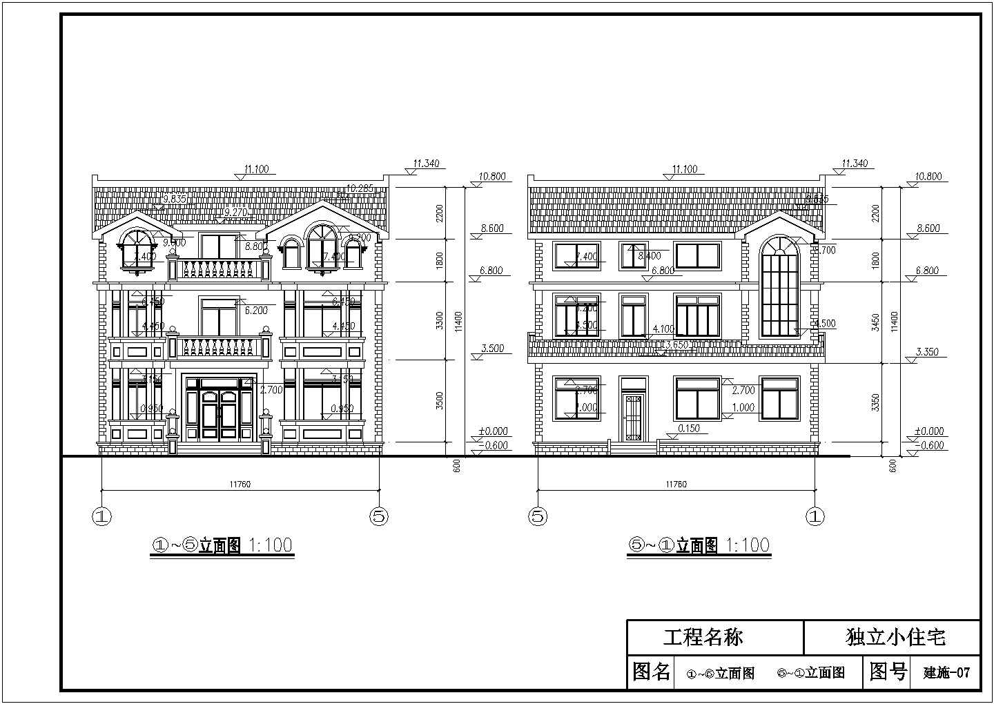 某地私人小型住宅施工cad设计图