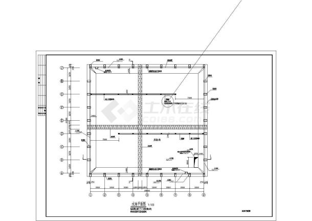 某4000立方水池+钢构大鹏建筑、结构施工图-图二