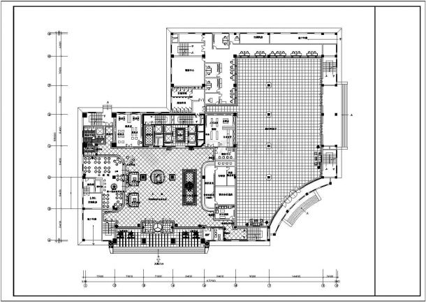 四星酒店大堂建筑施工cad设计方案图纸-图二