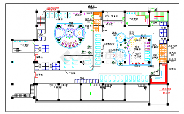 某桑拿水疗城规划设计图（节点详细）-图一