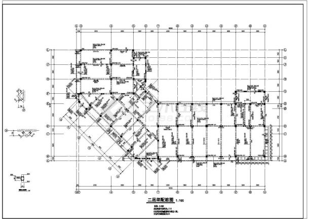 某地区四层砼框架办公楼结构CAD图-图一