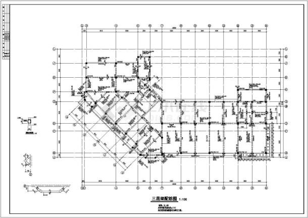 某地区四层砼框架办公楼结构CAD图-图二