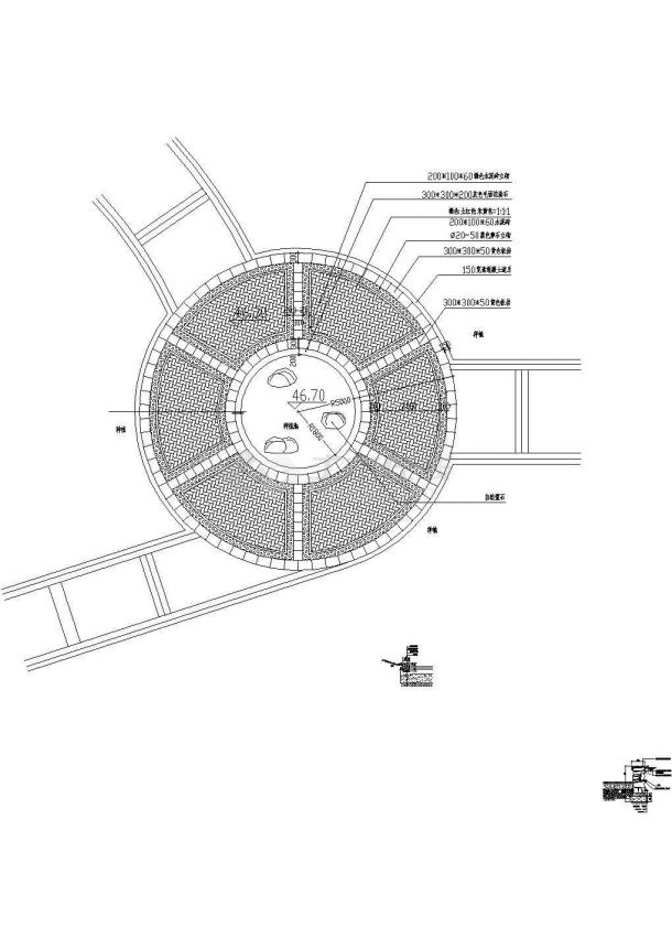 某圆形广场铺装全套施工参考CAD详图-图一