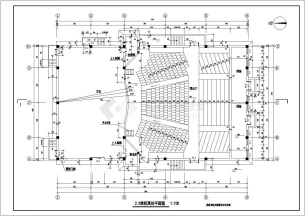 某地小型剧场建筑施工cad设计图-图一