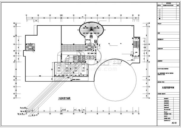某六层机房空调平面设计施工cad图-图一