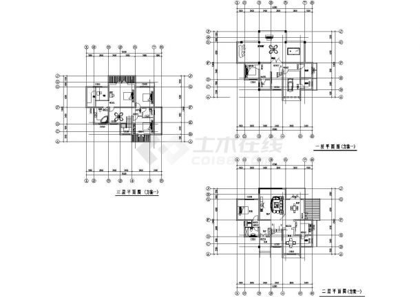 三层欧式别墅建筑设计图纸（含效果图）-图二