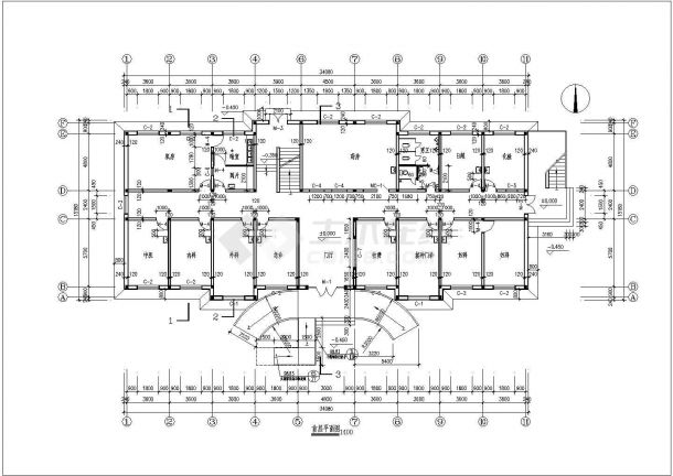 某乡镇卫生院建筑设计施工CAD详图-图一