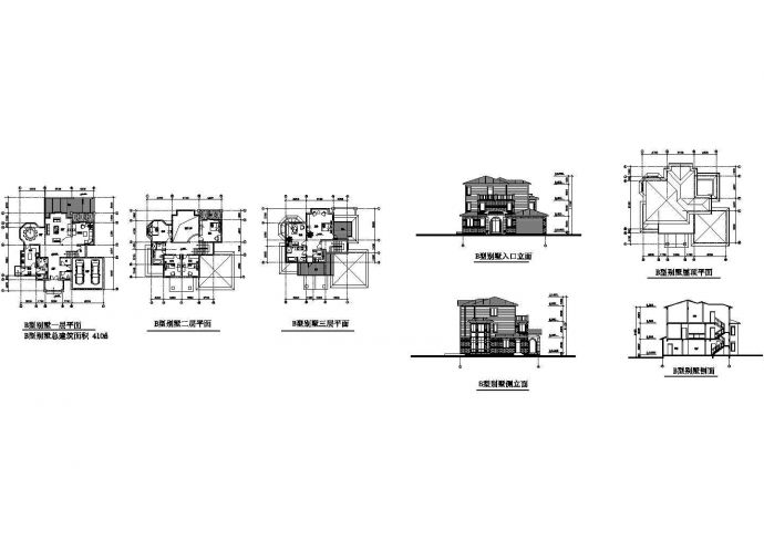 3层410平米精美别墅建筑设计图_图1