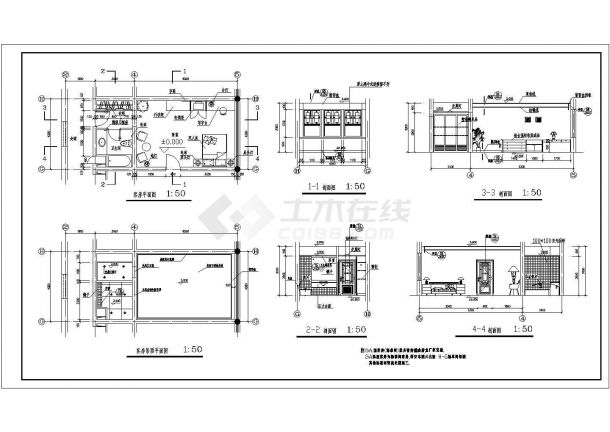 某宾馆标准间全套设计CAD施工图-图二