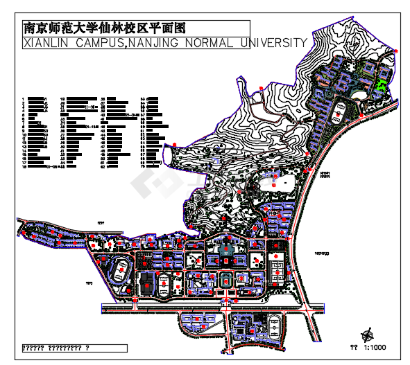 某地师范大学仙林校区建筑总平面规划图