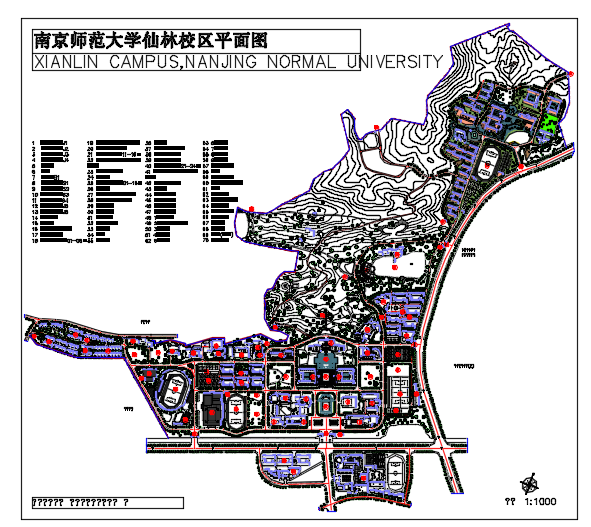 某地师范大学仙林校区建筑总平面规划图_图1