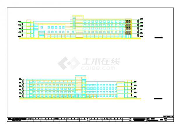 某地外国语学校建筑设计施工CAD图含效果图-图一