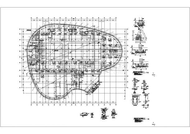 某框架水上活动中心混凝土结构设计图-图二