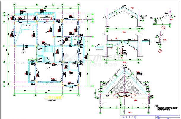 某地异型柱框架结构别墅结构设计图-图二