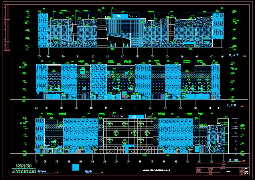 4层购物中心（带屋顶停车）建筑结构设计施工图