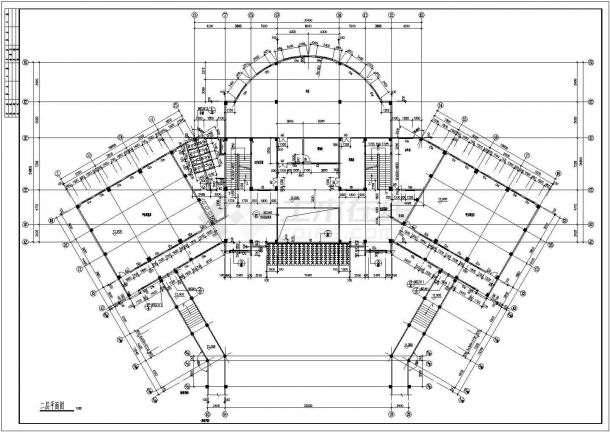 某学校高层图书馆建筑CAD设计施工图纸-图二