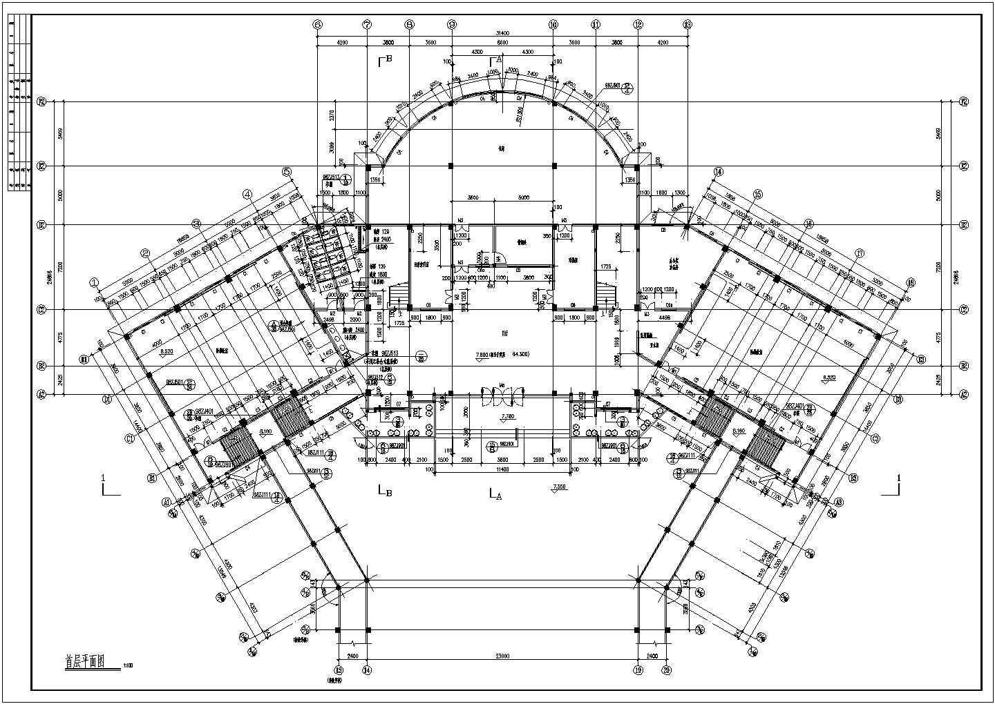 某学校高层图书馆建筑CAD设计施工图纸
