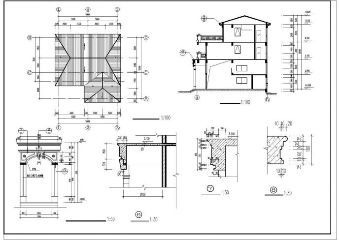 某地小型精美别墅建筑设计方案图_图1