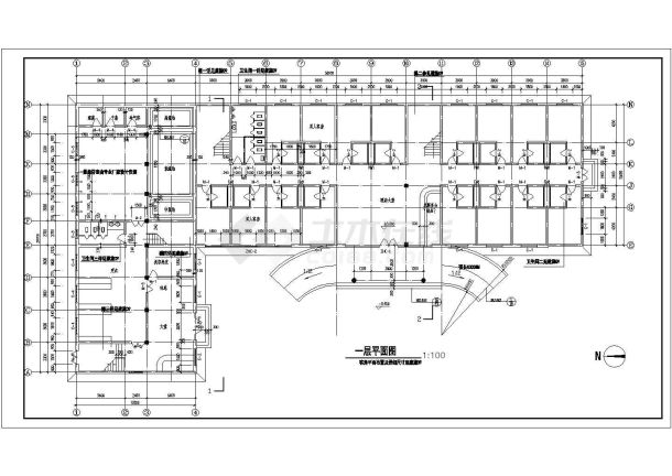 宾馆具体建筑施工cad全套方案设计图-图一