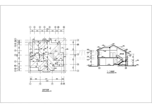 某地一套小型别墅建筑图（共4张）-图一