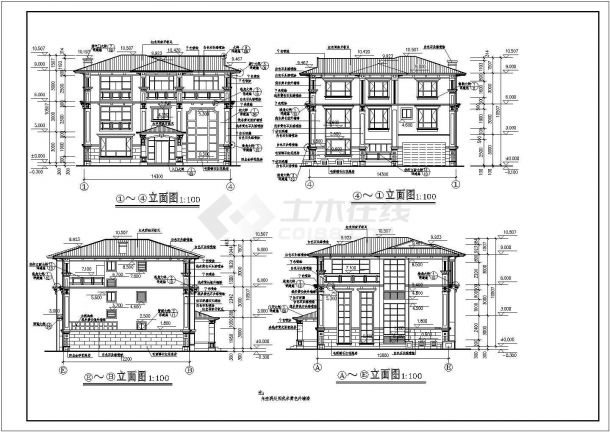 欧式别墅建筑设计施工图（共12张）-图一