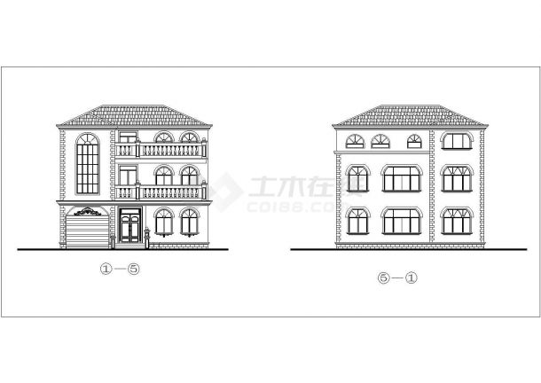 某欧式别墅建筑设计图纸（共7张）-图二