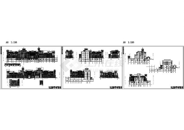 青岛紫檀山酒店公寓酒店建筑施工CAD图纸-图二
