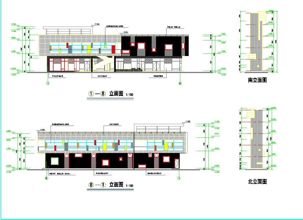 住宅小区三层商场建筑cad施工图纸