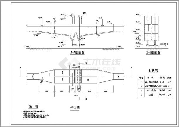 某平流式沉砂池工艺CAD布置图-图二