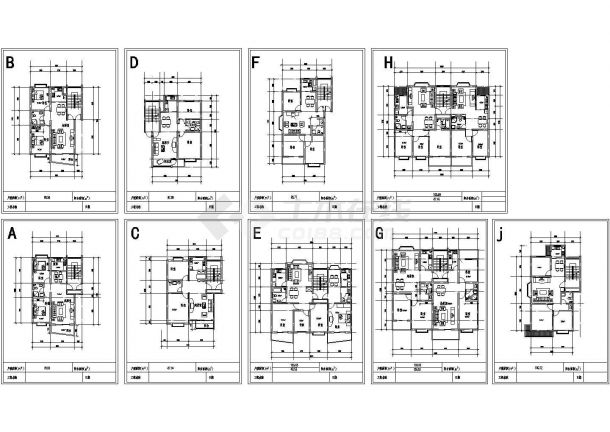9种方案-小区住宅经典套房平面设计【独户6种设计面积78至110平米 1梯2户3种设计面积102-109平米 1户1房1厅48.53平米】-图一