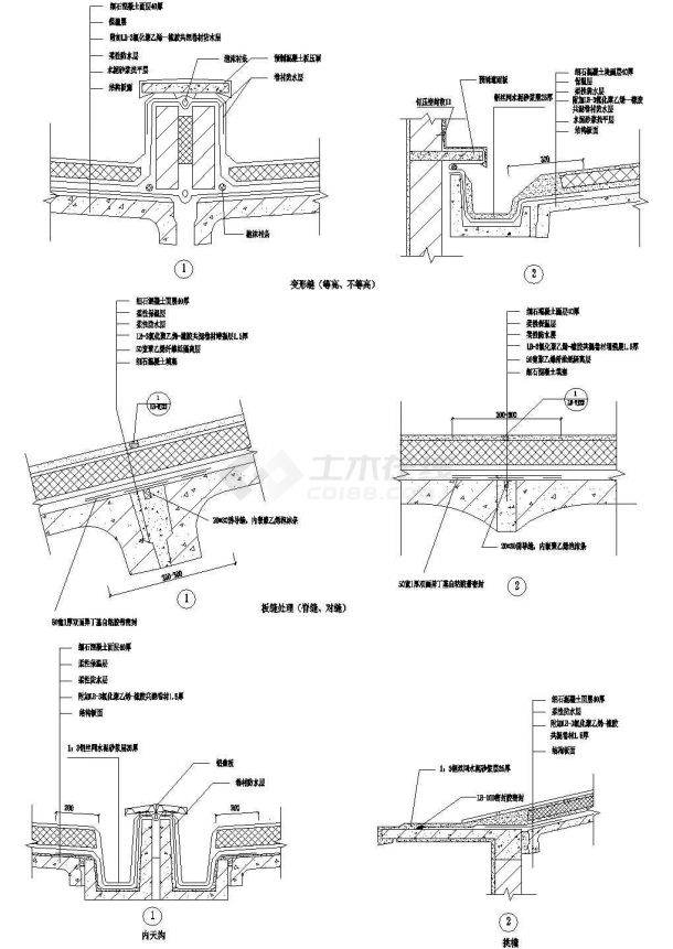 某多种现浇屋面防水CAD图纸设计（26个）-图二