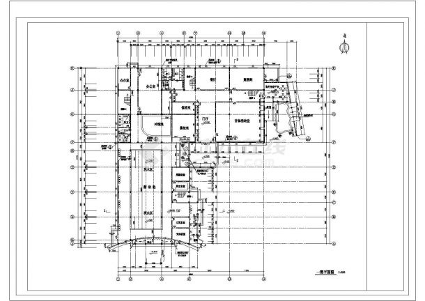 某文化娱乐建筑设计方案及施工全套CAD图-图二