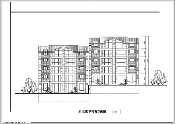 某地区汇景台别墅建筑设计CAD施工方案图-图二